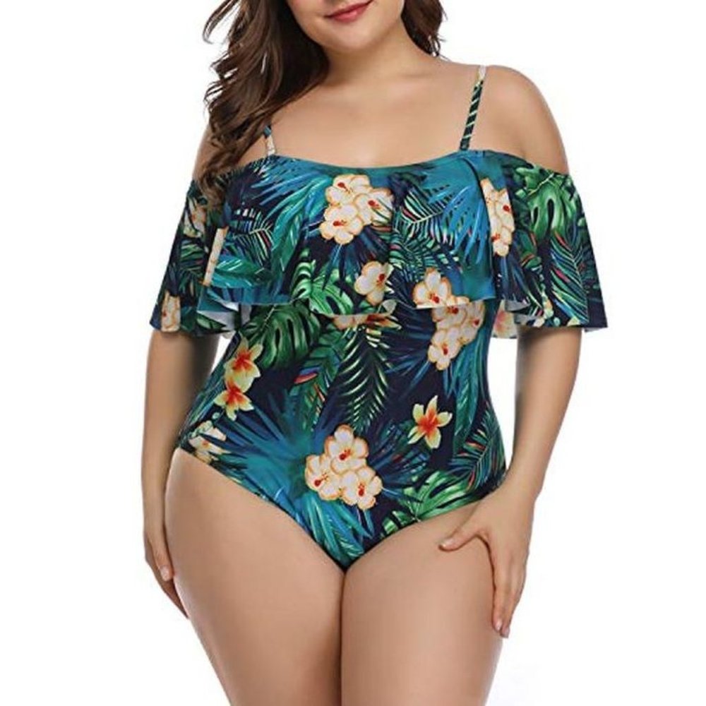 Daci Ruffle Flounce Off Shoulder Swimsuit XL (16)